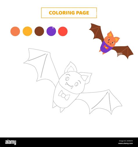 Coloriage Page Color Mignon Dessin Anim Bat Feuille De Travail Pour