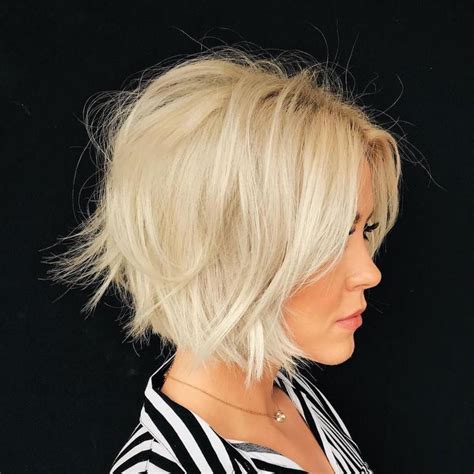 Chin Length Choppy Bob With Flyaways Medium Stacked Haircuts Trendy