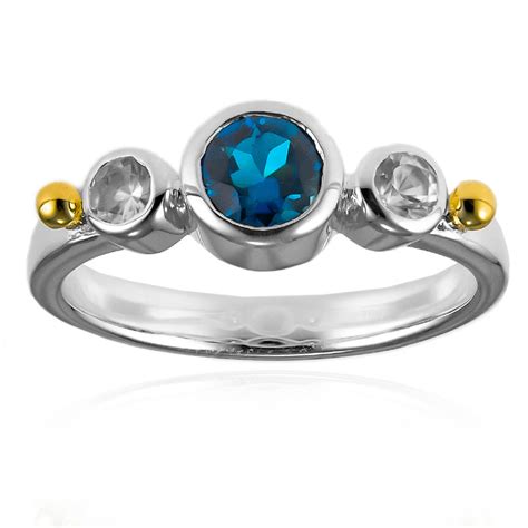 Anillo En Plata Con Topacio Azul De Londres Granulieren Ga