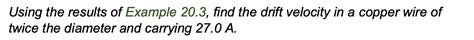 [solved] Example 20 3 Calculate The Drift Velocity Of E