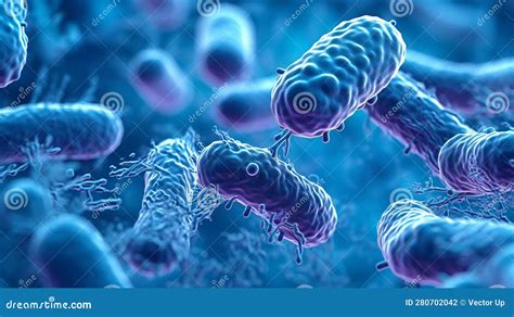 Microscopic Blue Bacteria Legionella Pneumophila Stock Illustration