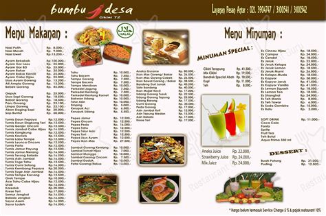 Menu At Bumbu Desa Restaurant Jakarta Jl Cikini Raya No