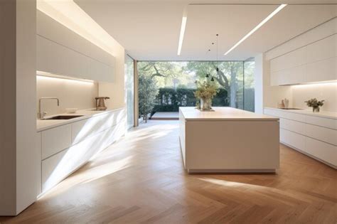 Premium Photo | Luminous modern kitchen in a minimalist interior design ...