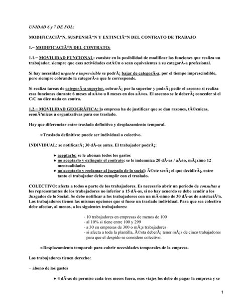 Modificación Suspensión Y Extinción Del Contrato De Trabajo