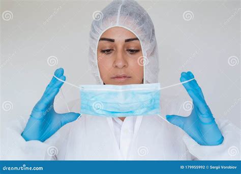 Doctor Woman Wearing Hygienic Mask To Prevent Infection Coronavirus