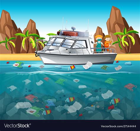 Plastic Bag Pollution In Ocean Cartoon