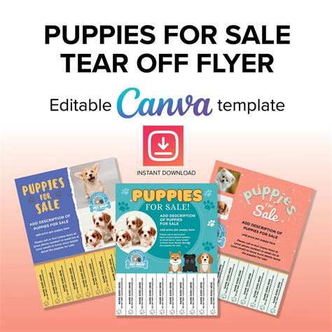 Puppies For Sale Flyer Template Instant Download Etsy