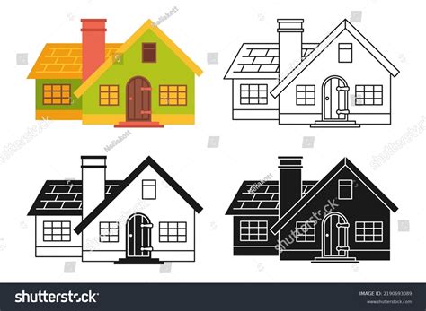 House Front Flat Cartoon Engraved Ink Stock Vector (Royalty Free ...