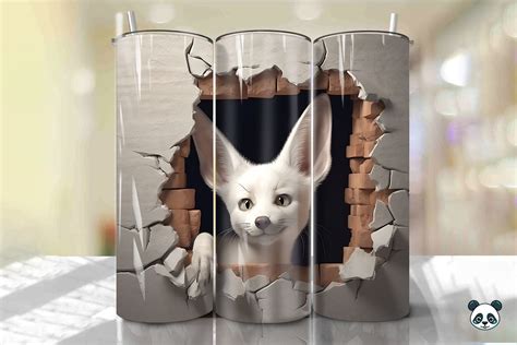 Fennec Fox 3D Cracked Hole Tumbler Wrap Illustration Par Pandastic