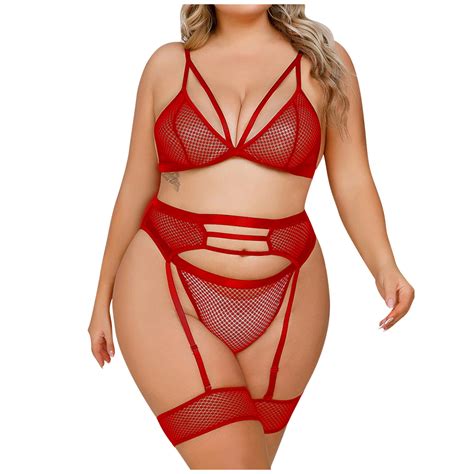 Wreesh Womens Lingerie Garter Blet Set Plus Size Lingerie Mesh