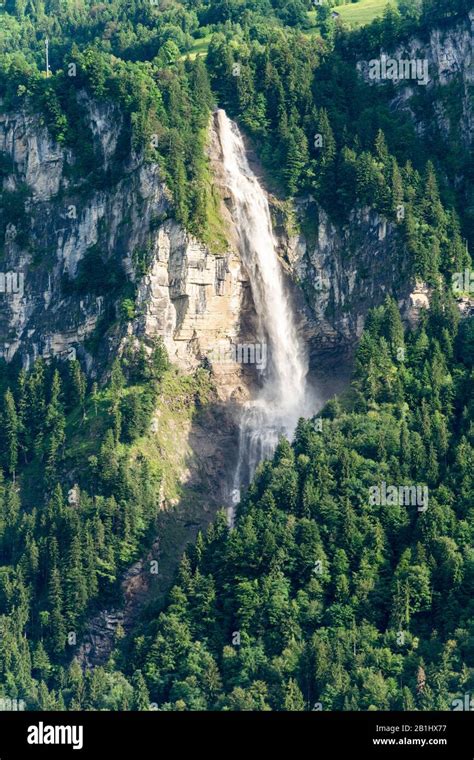 Oltschibachfall Waterfall Near Meiringer In Switzerland The Water Of The River Oltschibach