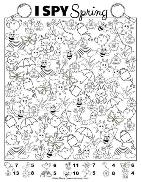 I Spy Game For Spring Free Printable Mrs Merry Worksheets Library