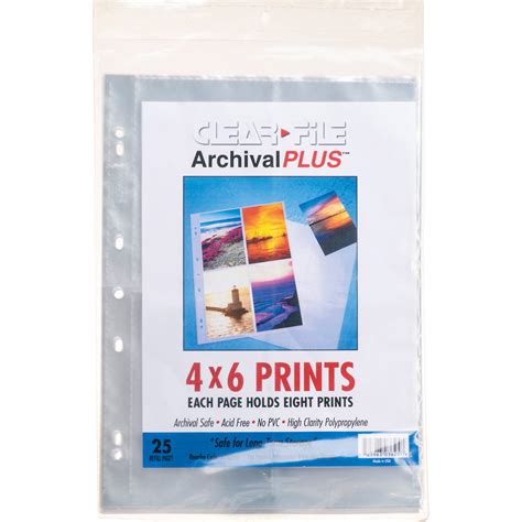 Clearfile Archival Plus Print Page Holds Eight 4 X 6 360025b