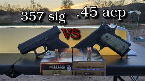 357 Sig Vs 45 Acp Federal Hst In Ballistics Gel Youtube