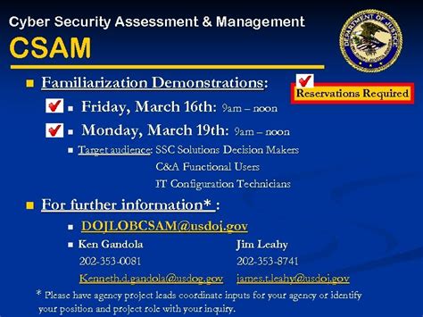 Cyber Security Assessment Management Csam Highlight Of