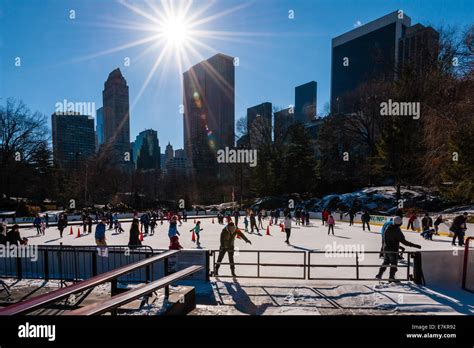 Us New York City Central Park Ice Skating At The Trump Rink Stock