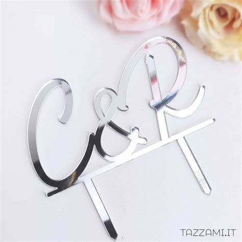 Cake Topper Matrimonio In Legno E Plexiglass Con Iniziali Sposi