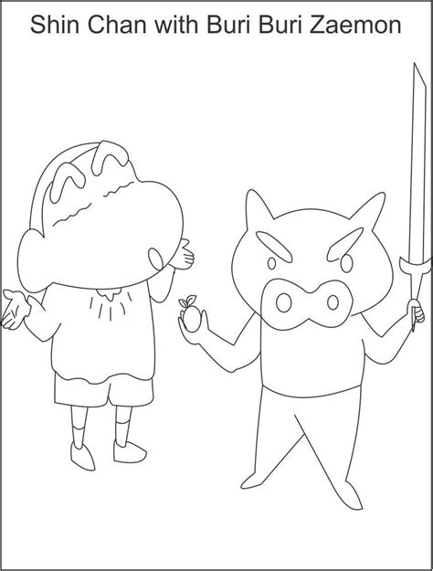 Shin chan with buri buri coloring page for kids