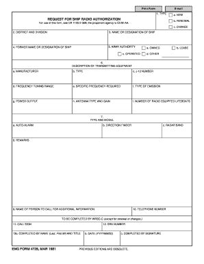 Fillable Online Publications Usace Army ENG FORM 4728 Request For Ship