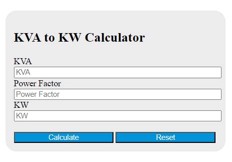 Kva To Kw Calculator - Calculator Academy 