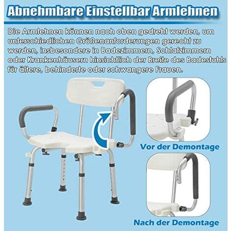 Duschhocker F R Senioren Duschstuhl Mit Armlehnen Und R Ckenlehne