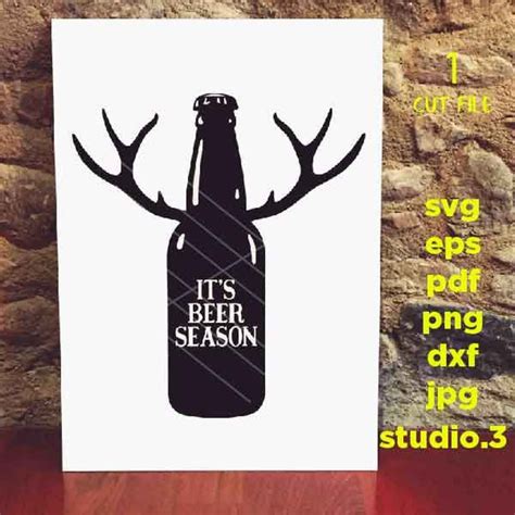 Its Beer Season Svg Bottle With Antlers Svg Dxf  Etsy