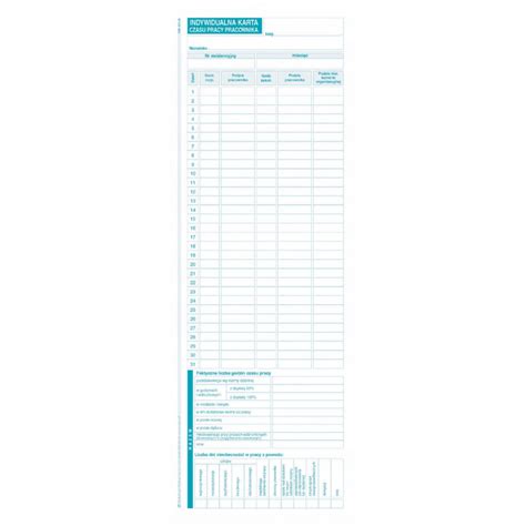 Indywidualna Karta Czasu Pracy Pracownika