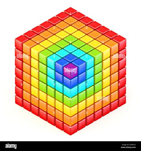 Rainbow Colored Cube 3d Render Illustration Isolated On White