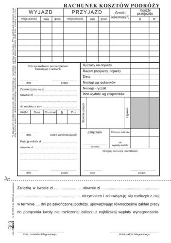 DRUKI AKCYDENSOWE Polecenie wyjazdu służbowego A5 60 kart PapirusII