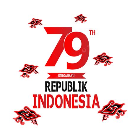 Logo Hut Ri 2024 Dengan Hiasan Batik Mega Mendung Vektor Logo Hut Ri 79 Ulang Tahun Indonesia