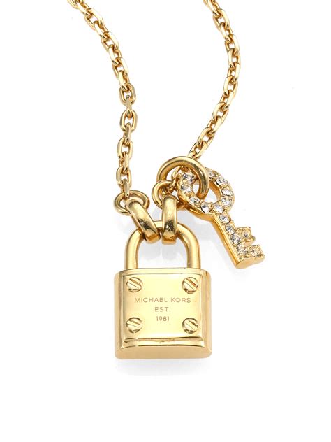 Michael Kors Padlock Key Pendant Necklace In Gold Lyst