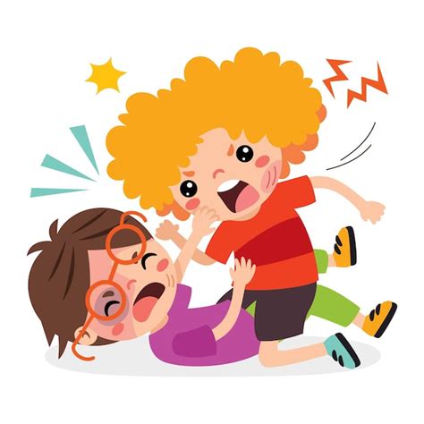 Premium Vector Cartoon Drawing Of Angry Kids Fighting