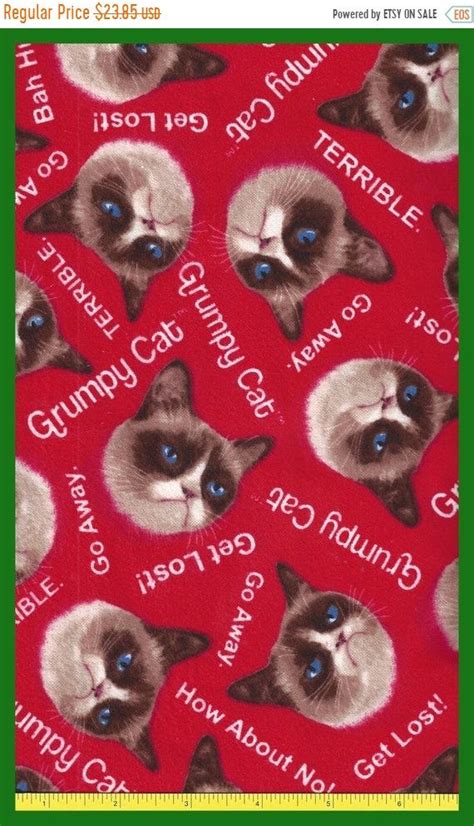 Cotton Flannel Material Grumpy Cat Fabric 44 Inch Wide 2 Yards Etsy