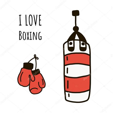 Me Encanta El Boxeo Ilustraci N Vectorial En Estilo Plano Y Letras