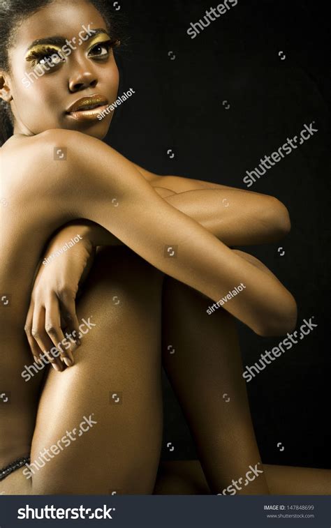 Side View Portrait Nude African American Foto Stok Shutterstock