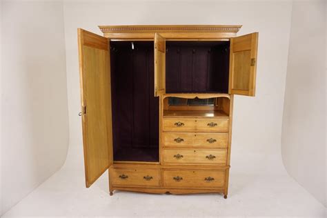 Antique Victorian Ash Compactum Armoire Wardrobe Closet Scotland