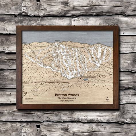 3D Bretton Woods NH Ski Trail Map Art Wooden Ski Slope Art Layered