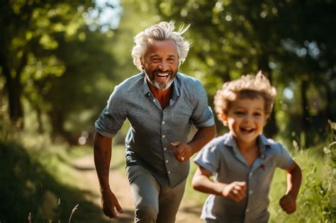 Premium Ai Image Grandfather Playing Football With His Grandson