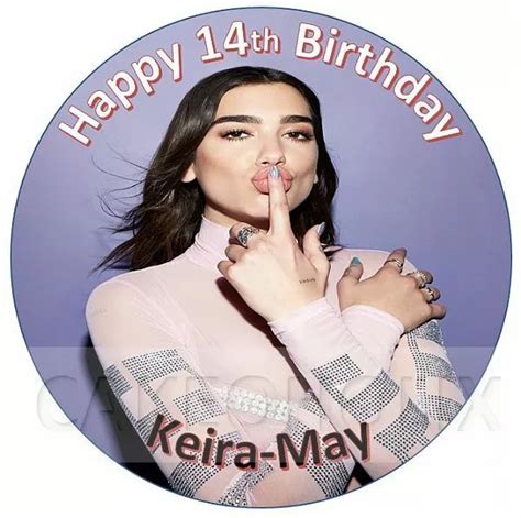 Dua Lipa Happy Birthday Edible Cake Topper With Your Own Personalised