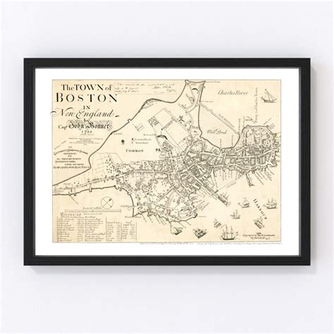 Vintage Map of Boston, Massachusetts 1835 by Ted's Vintage Art