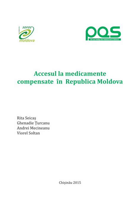 Pdf Accesul La Medicamente Compensate N Republica Moldova