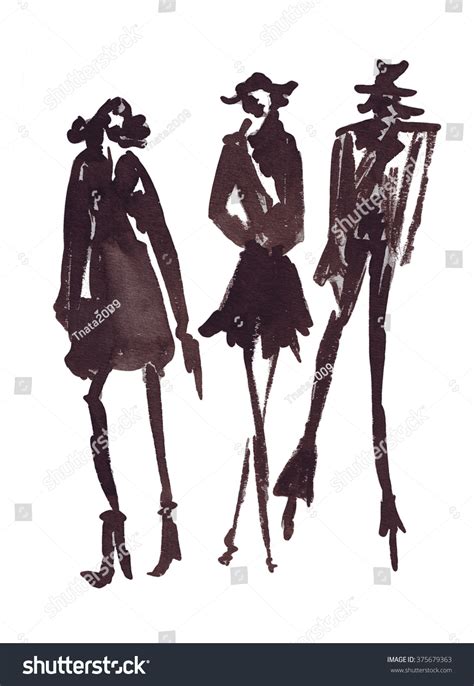 Illustration Silhouettes Stylish High Fashion Three Stock Illustration ...