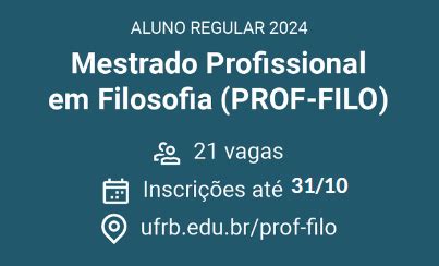 Ufrb Abre Sele O Para Vagas Do Mestrado Profissional Em Filosofia