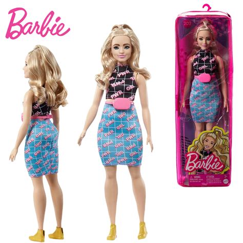 Barbie Fashionistas Doll 202 Blond Hair With Girls Powerful Printed Clothes Curvy Barbie Doll