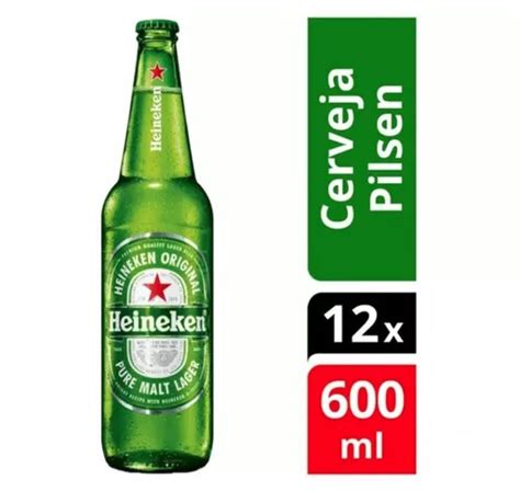 Cerveja Heineken Puro Malte Pilsen 12 Unidades Garrafa 600ml WT