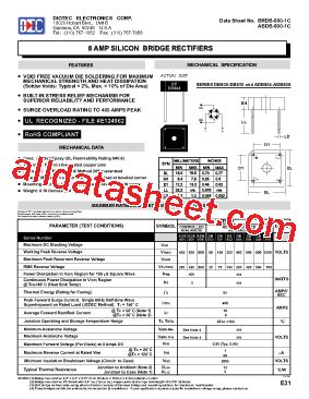 DB800 Datasheet PDF DIOTEC Electronics Corporation