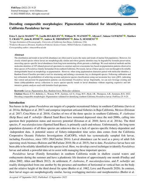 (PDF) Decoding comparable morphologies: Pigmentation validated for identifying southern ...