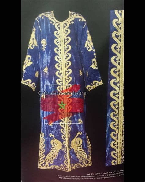 Caftan Nta Fassi En Brod De Fil D Or Avec Comme Motifs Paons