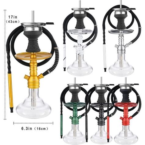 Chicha Kit Complet Motif En Fibre De Carbone Shisha Avec Silicone Tuyau