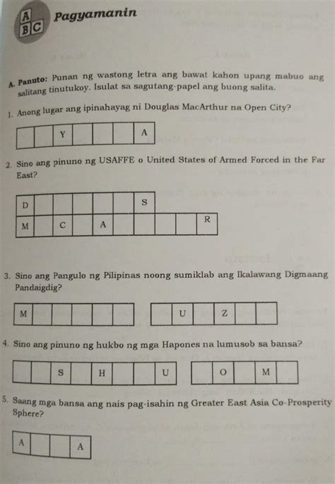 A Panuto Punan Ng Wastong Letra Ang Bawat Kahon Upang Mabuo